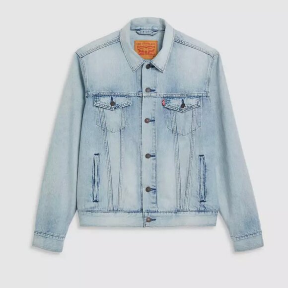 Levi's Lightweight Trucker Jacket Build A House - Light Wash Medium EUC